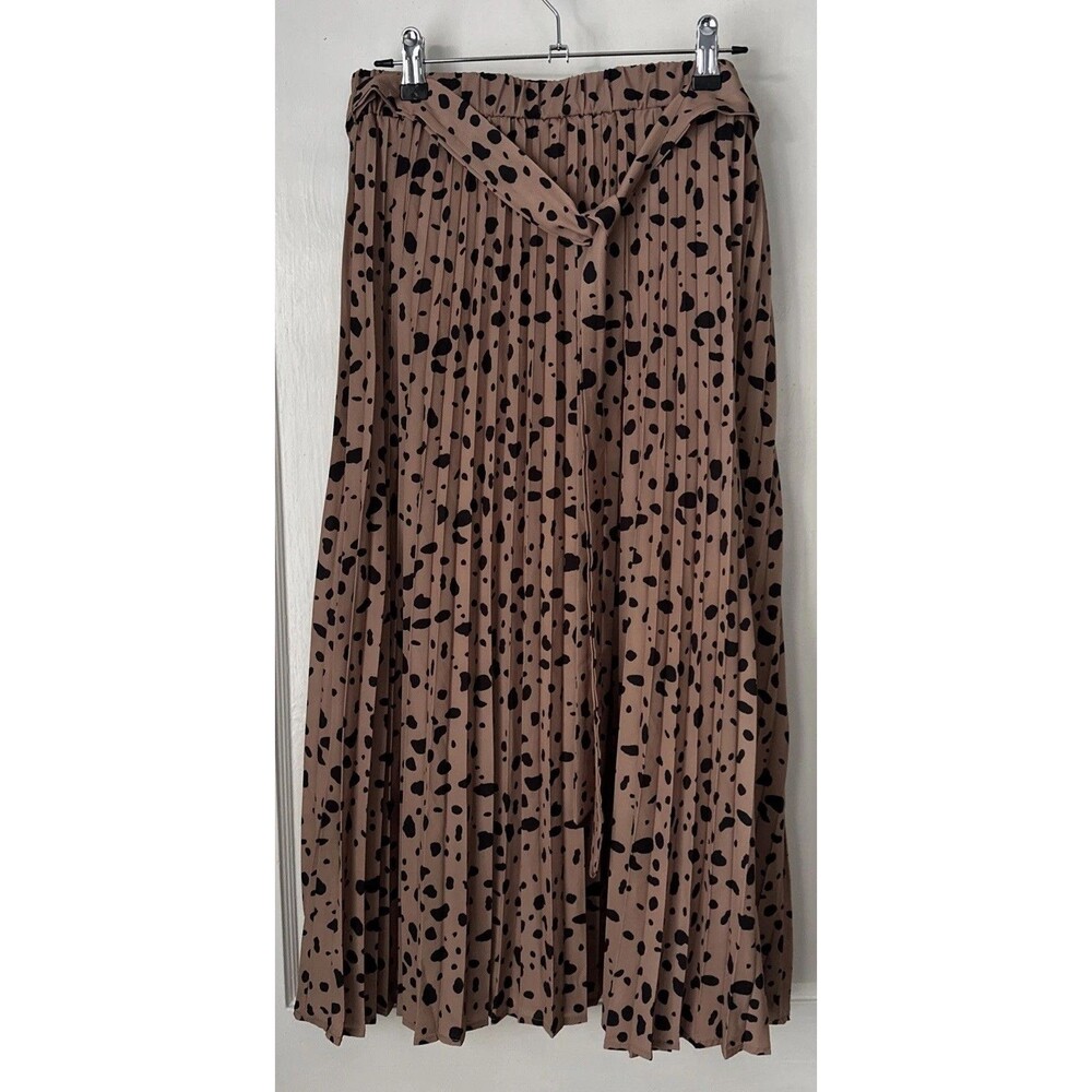 New Pleated Midi Skirt Women's Large Animal Print Elastic Waist Leopard